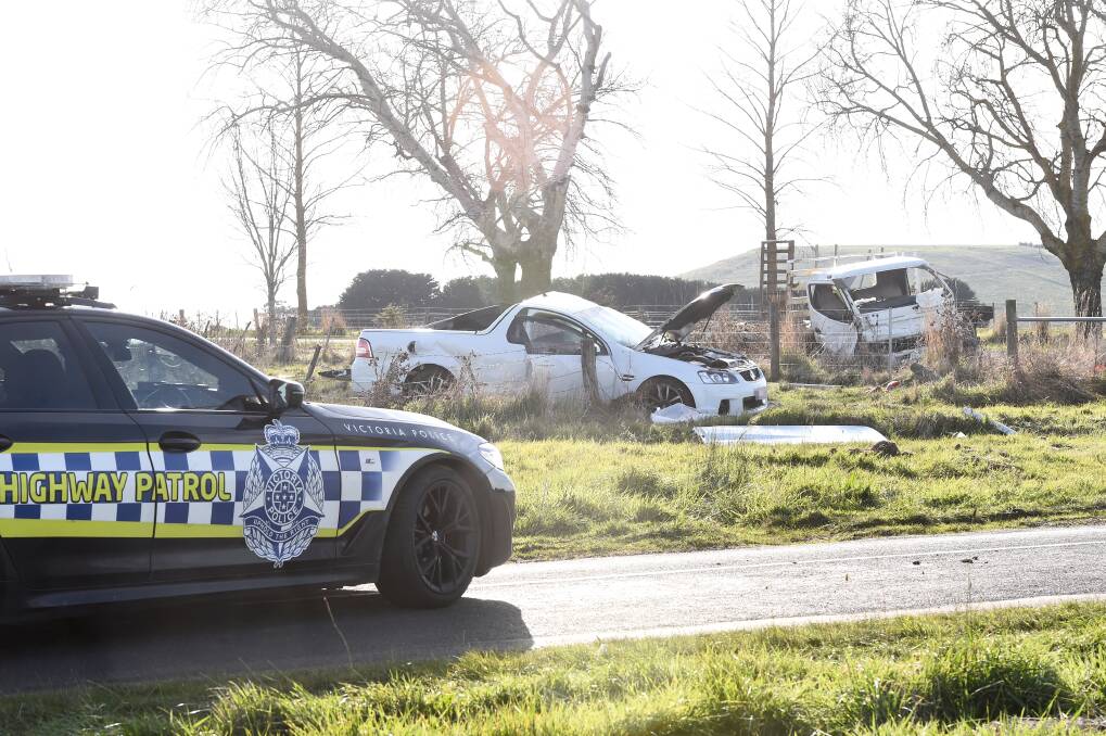 Police at the scene of a June 5, 2023, crash in Burrumbeet. Picture by Adam Trafford 