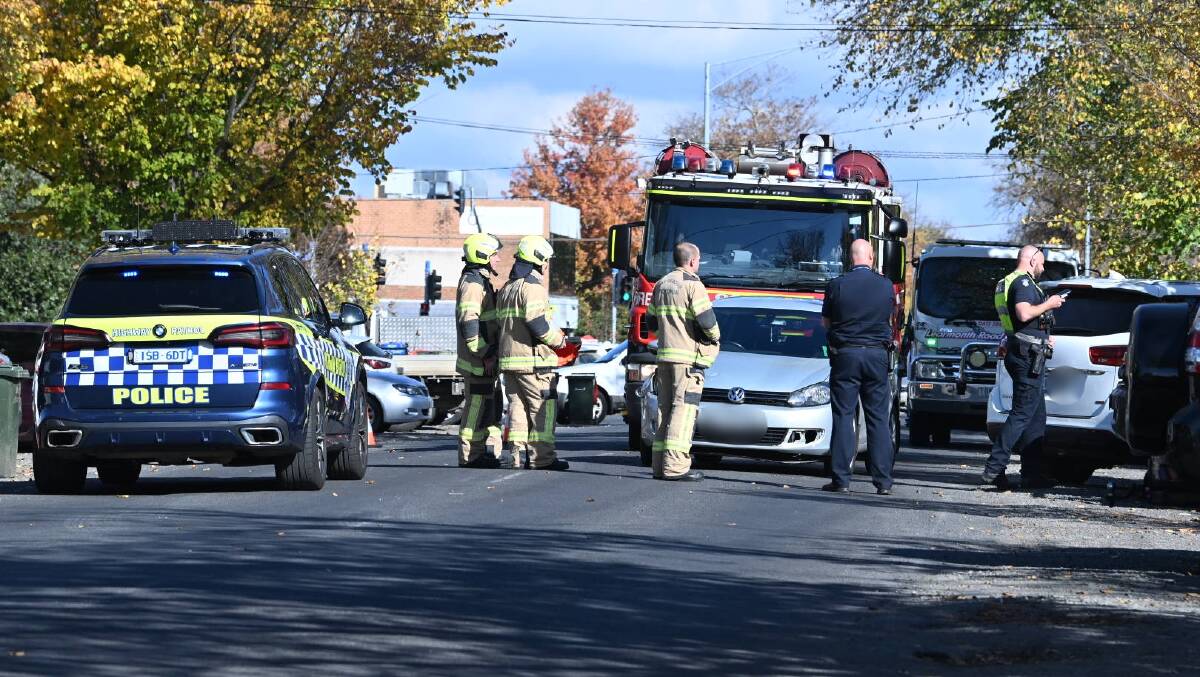Emergency services at the scene on Ascot Street. Picture by Kate Healy
