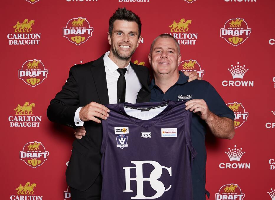 Ballan president David O'Hanlon with Richmond great and Blues recruit Trent Cotchin. Picture by Carly Ravenhall Photography/Carlton Draught.