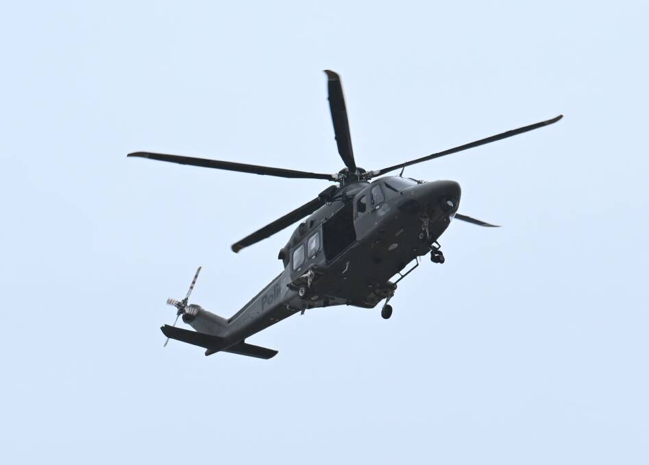 The police helicopter was called in to help track a car from Geelong to Ballarat on Monday, May 7. Picture file