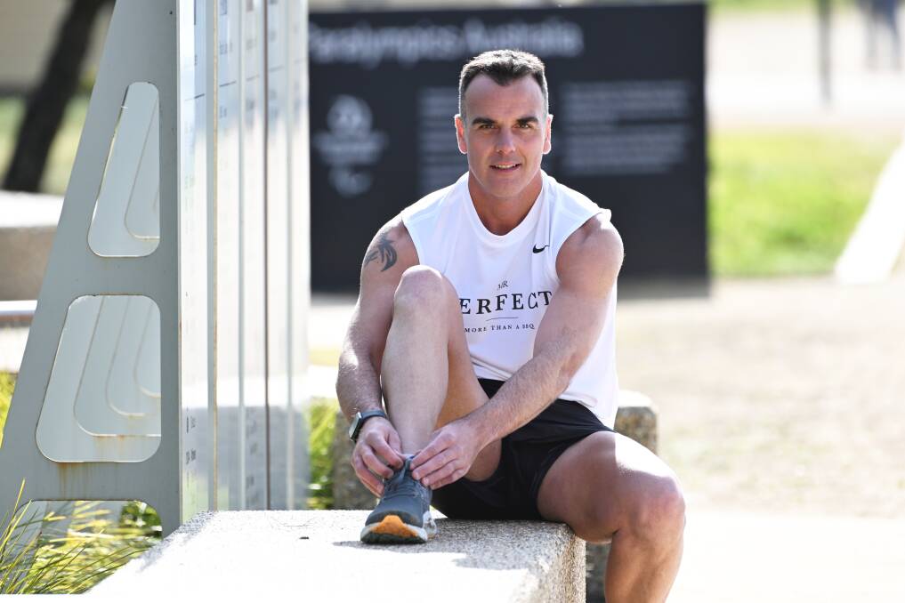 Ballarat men's mental health advocate Justin Thompson is training to complete the Surf Coast Centry ultramarathon in September 2023. Picture by Lachlan Bence 