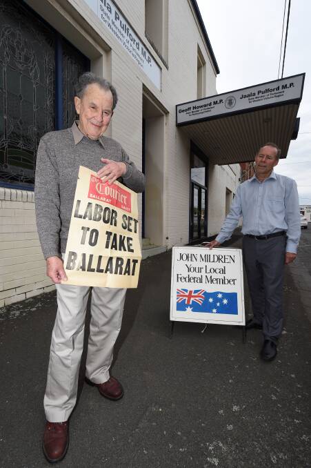 John Mildren commemorating the 35th anniversary of his his 1980 election win. Picture by Lachlan Bence