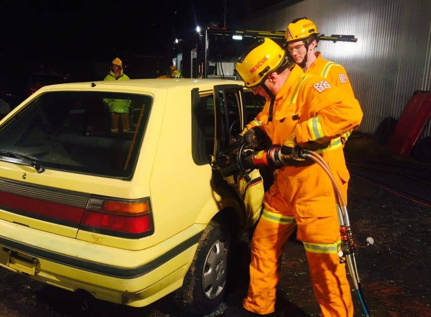 RESCUE: Ballarat fire brigade volunteers completed road rescue training on Monday night. PICTURE: Contributed. 