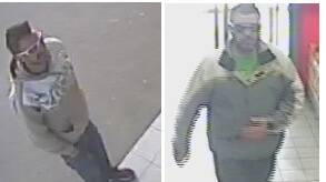 WANTED: Ballarat police are searching for two men in relation to a television theft from a Sebastopol supermarket. PICTURE: SUPPLIED