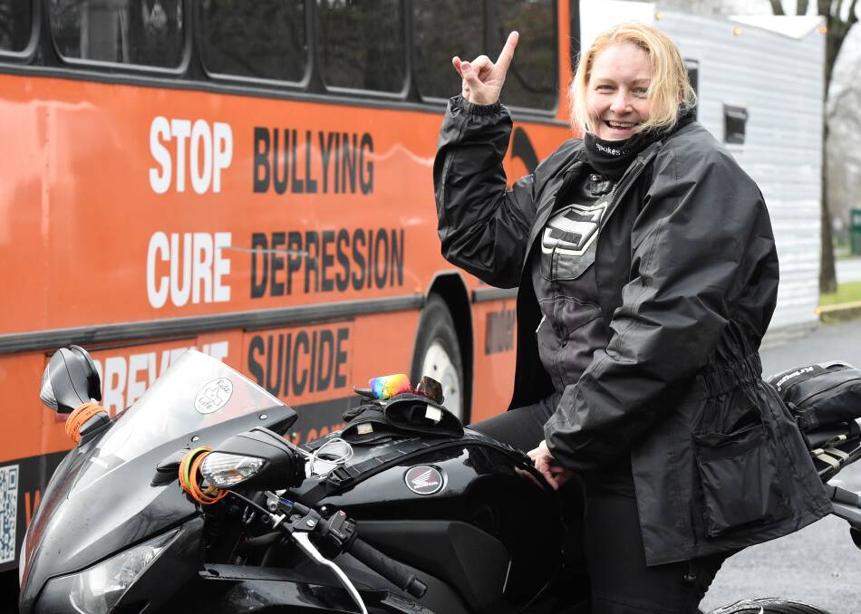 RIDE ON: Queensland mother Sandra Moran is riding around Australia to raise awareness of depression and suicide. Picture: Lachlan Bence.