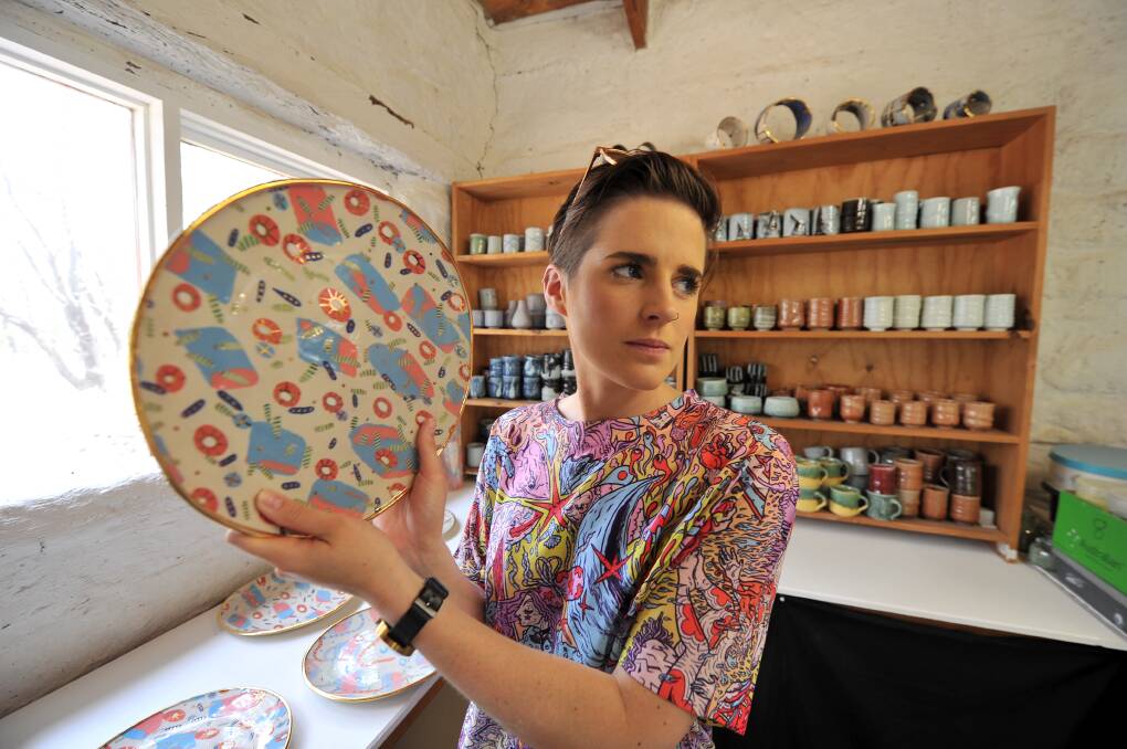 BOLD AND BEAUTIFUL: Ruby Pilven's unique ceramics are in high demand in Ballarat and beyond. Picture: Lachlan Bence