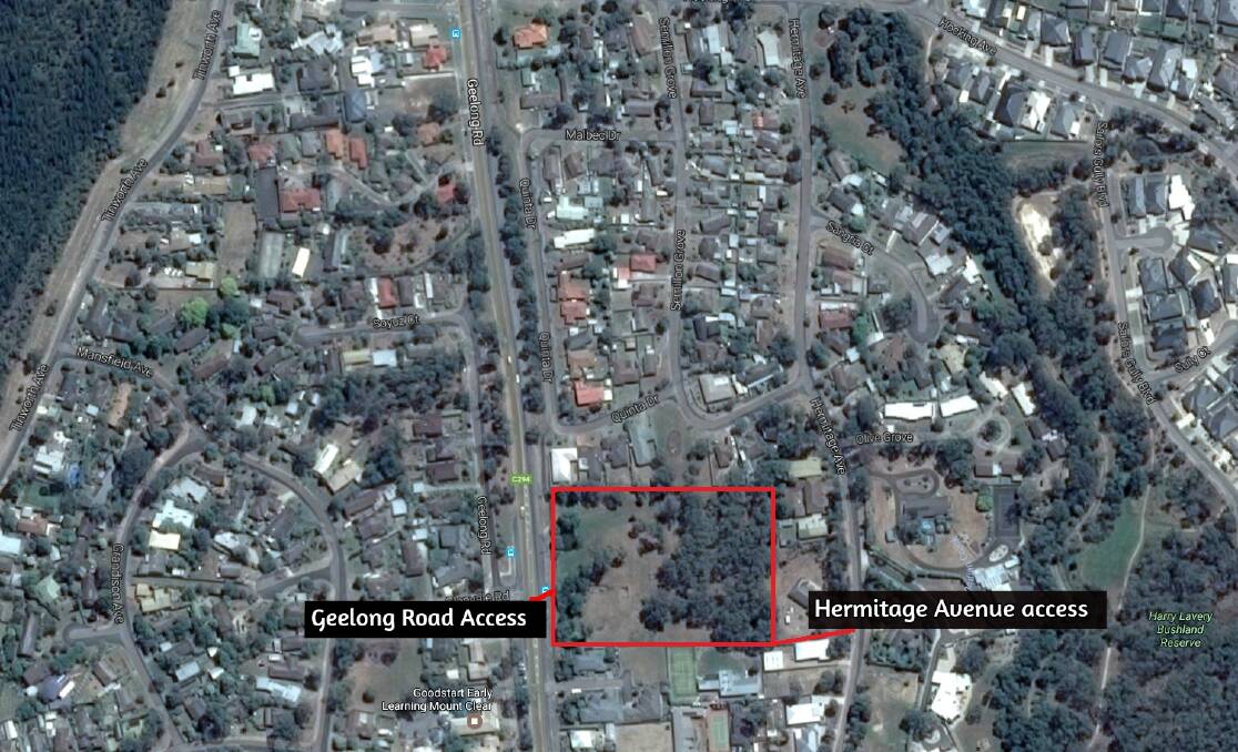 DENIED: A 21-house subdivision was planned for the red area, but was knocked back at a Ballarat City Council meeting on Wednesday night.