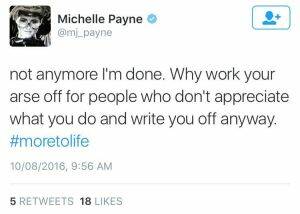 Michelle Payne's deleted tweet.