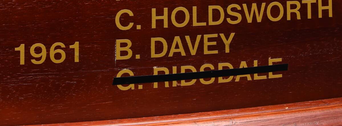 Ridsdale's name has been scratched out at St Patrick's College.