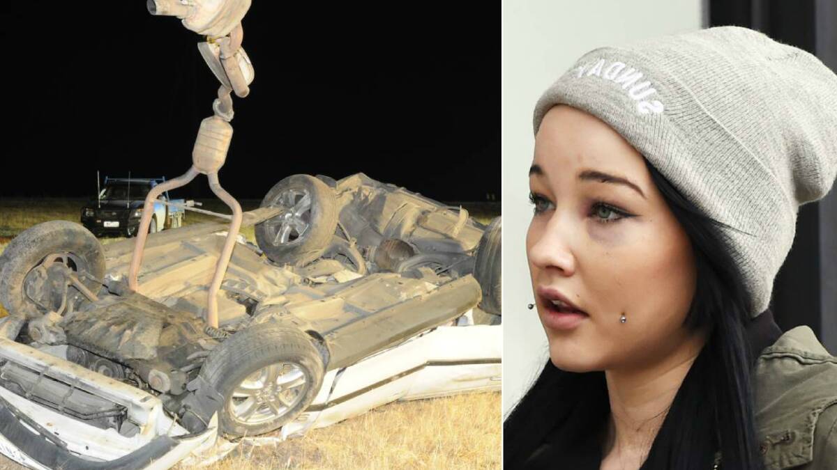 The rolled car (left) and Gemma Paige Sargent (right).