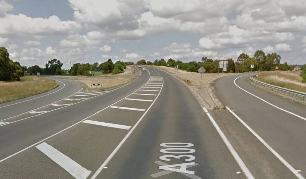 The Western Freeway off-ramp intersection with the Midland Highway. Photo: Google Maps.