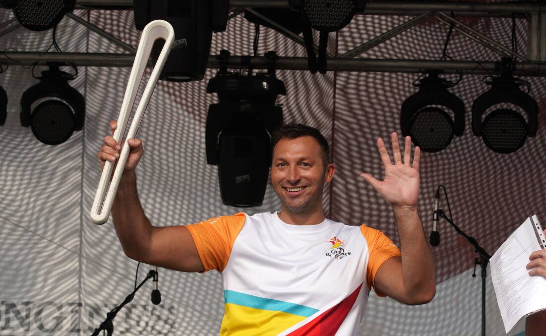 Ian Thorpe during the Queen's Baton Relay in Pyrmont, Sydney earlier this month.