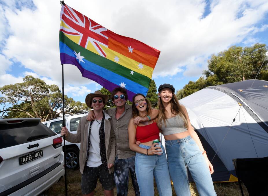 GOOD KIDS: Nick Roberts, Taylor Watson, Natalie Astbury, Elly Lewis were some of the well behaved people who attended the Meredith Music Festival. Picture: Jeremy Bannister. 