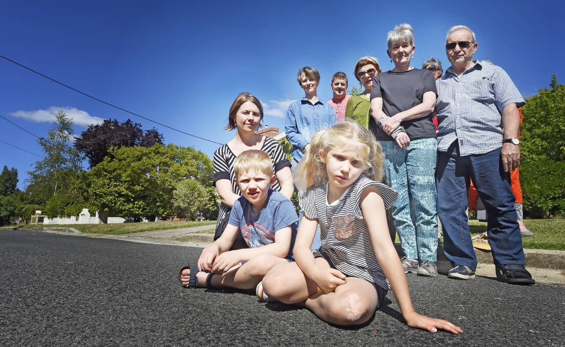  Opposition: The community has banded together against a proposed development, pictured in January, 2017.. Front: Louise Kirk with Alex Kirk and Bronwyn Kirk. Back: Ruth Zegir, Kevin Murphy, Brigitte Chitryk-Goss, Coral Bentley and Joe Guiliano.
