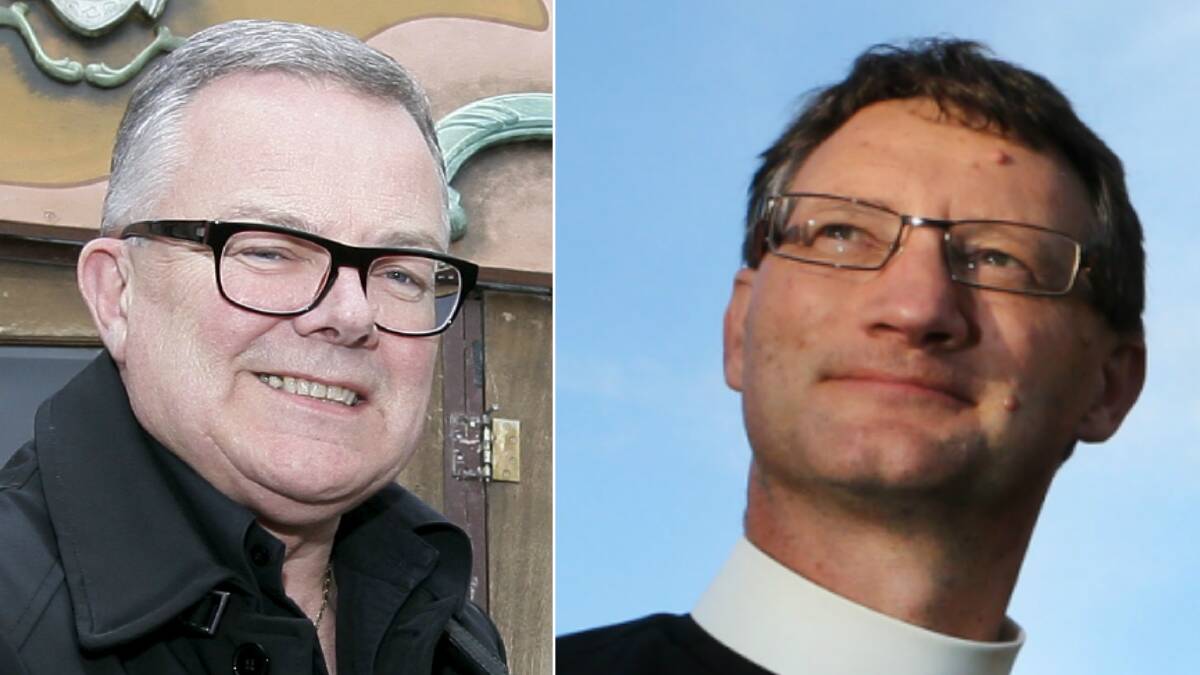 Civil celebrant Ron Egeberg (left) and Anglican Ballarat diocese Vicar-General Scott Lowrey (right).