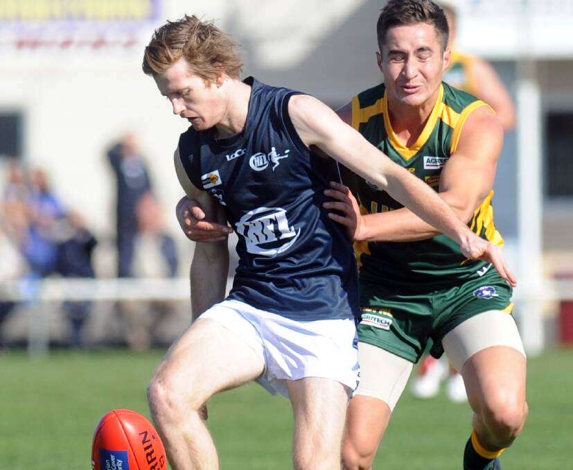 BOOST: Nick Weightman, who represented the Central Highlands Football League last year and is now on the North Ballarat Roosters' list, lines up for his new BFL club East Point against North Ballarat City on Saturday.
