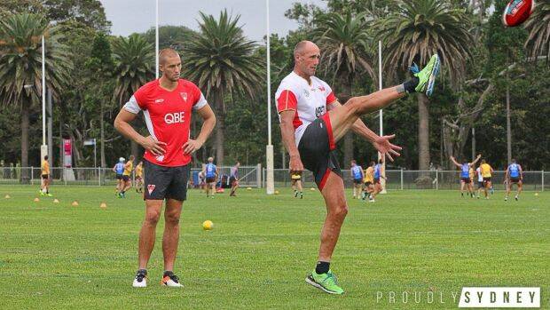 Tony Lockett at Swans training on Tuesday. Photo: Sydney Swans/Twitter