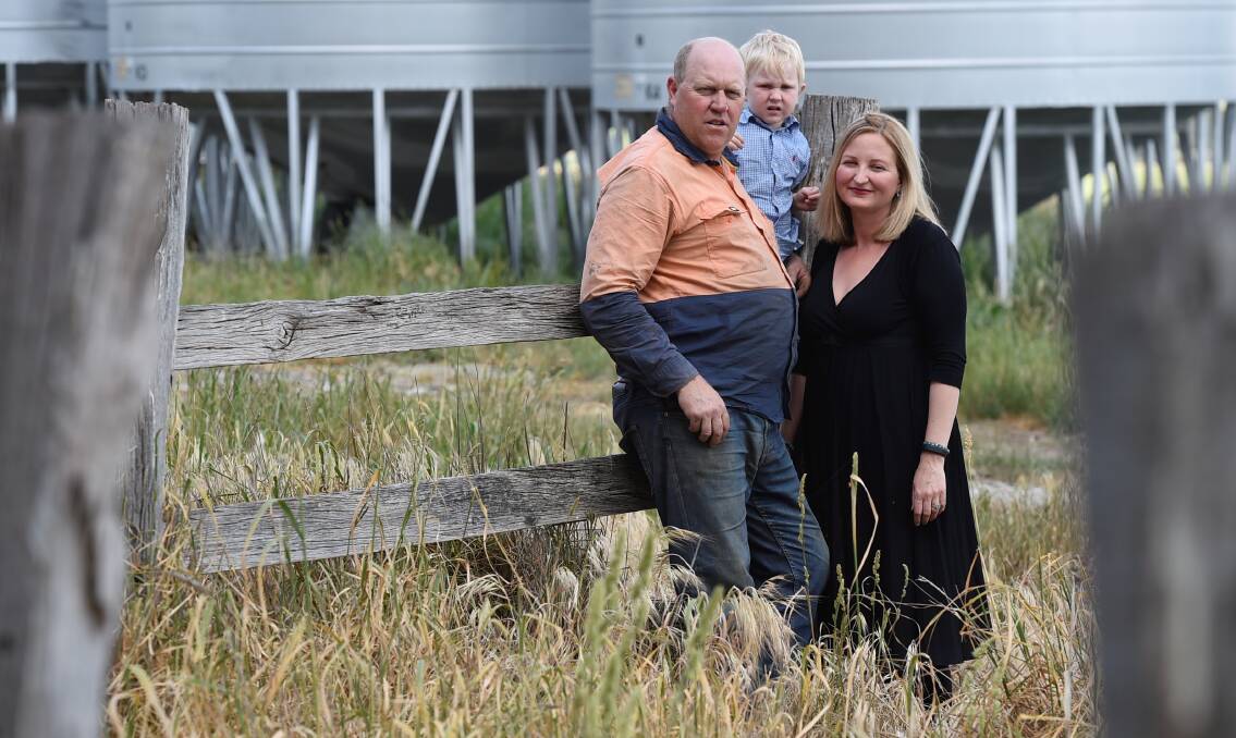 REACHING OUT:Victorian grain producer Nick Shady with son Spencer and wife Aeysha has joined The Ripple Effect steering committee with hopes of reducing the rate of suicide in rural communities. Picture: Lachlan Bence