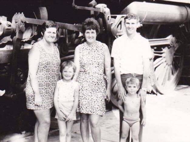 Anne Levey (far left) with Paul (far right) and other family members before the family met disgraced priest Gerald Ridsdale. 
