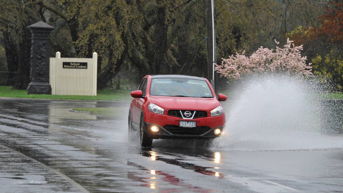 Flooding in Wendouree Parade earlier this month. Picture: Lachlan Bence