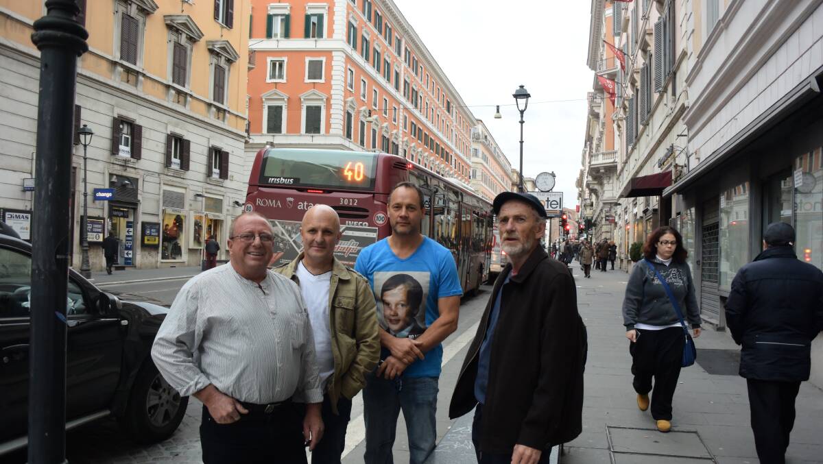 Abuse survivors Tony Warldey, Andrew Collins, Peter Blenkiron and Paul Auchettl in Rome.