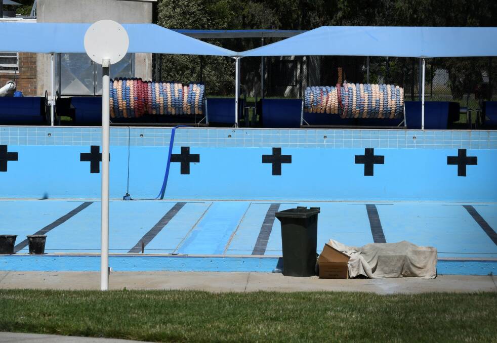 EMPTY: The Eureka Aquatic Centre, after repairs and repainting on the pool's surface. Picture: Lachlan Bence