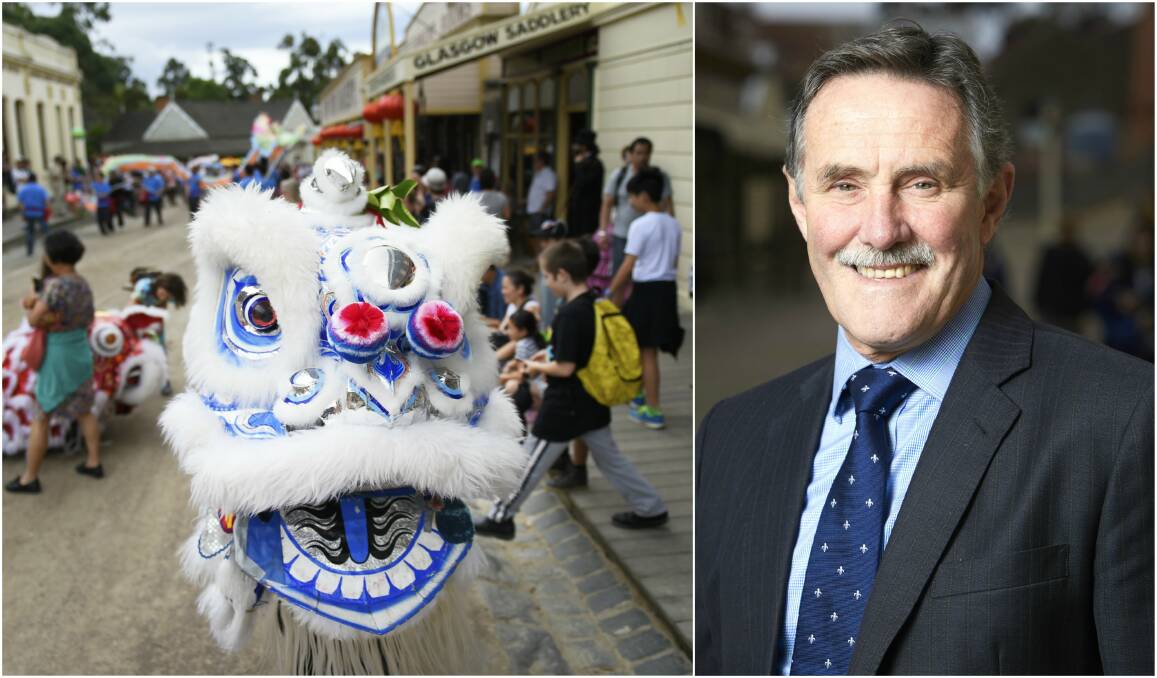 Left; Chinese New Year celebrations at Sovereign Hill in February and right, chief executive Jeremy Johnson. Picture: Luka Kauzlaric