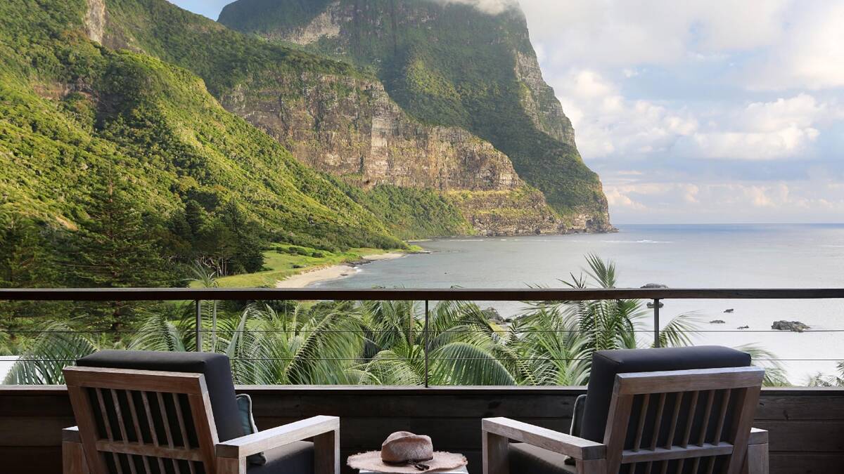 Capella Lodge … commanding views of Lord Howe’s dramatic twin mountains