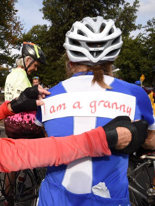 Granny: This rider is a grandmother as well as a cyclist. PICTURE: Lachlan Bence