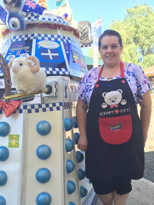 Crafty: Carolyn Love with her uncle's Dalek, which has welcomed people to the Albert Street venue for a few weeks now. PICTURE: Alex Hamer