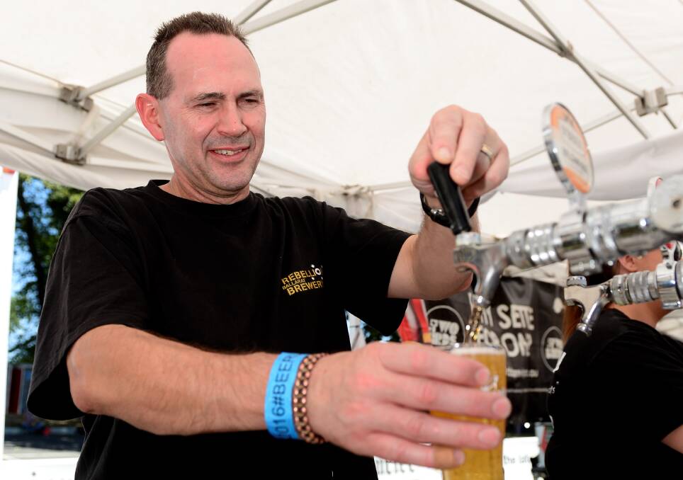 Stalwart: Rebellion owner Andrew Lavery brought his O'Brien beer to his fifth Ballarat Beer Festival at the City Oval on Saturday. 