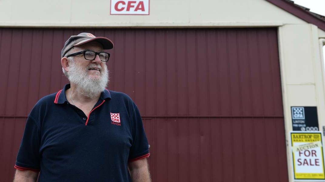 Linton CFA captain Michael Hough wants the sale of the old fire station paused. PICTURE: Kate Healy
