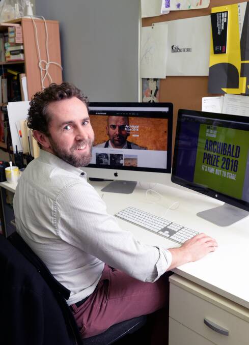 At the ready: Ben Cox, who has developing the Art Gallery of Ballarat's new website  ahead of tickets going on sale for this year's Archibald Prize. Picture: Kate Healy