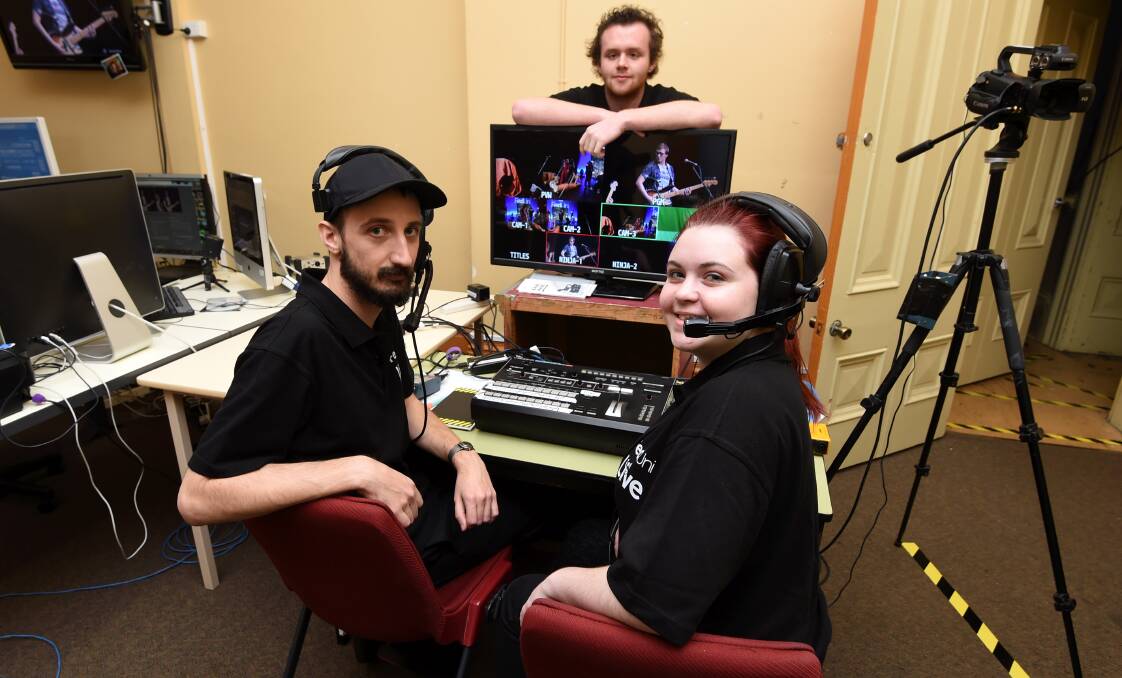 Mixing it up: Students Sam Gooday, Sarah Allen and Bryce Carter will be in control at the upcoming Live on Lydiard gigs. Picture: Lachlan Bence