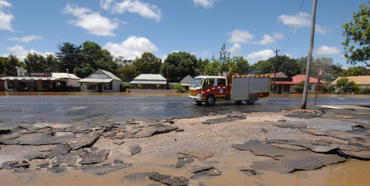 Flooded: Albert Street in Creswick, which was struck in the 2010-11 floods, will be one of the streets that could have restricted or conditional development setbacks due to an extended flood overlay.