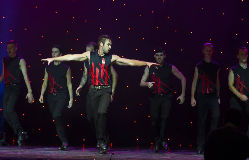 Magic and dance: Anthony Street with the dancers of Celtic Illusion, which will perform in Ballarat on June 8.