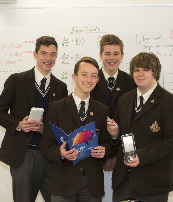 Ballarat Grammar School's winning University of Melbourne Maths in Technology Challenge team, from left, Jonathan Yates, Christopher Milne, Ben Butler and Lachlan Staines.
