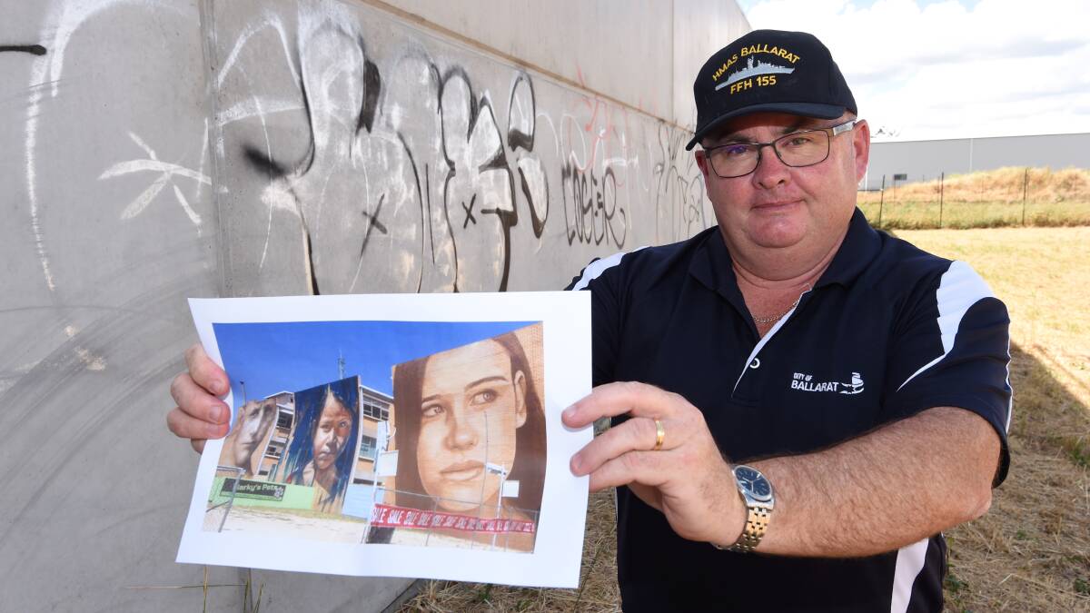 COMMUNITY CONVERSATION: Ballarat City councillor Des Hudson has called for discussion on building a local street art collection. Picture: Lachlan Bence