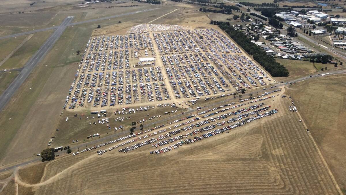 SMALL CITY: An aerial view of the 27th Ballarat Swap Meet. Picture: Wayne Rigg
