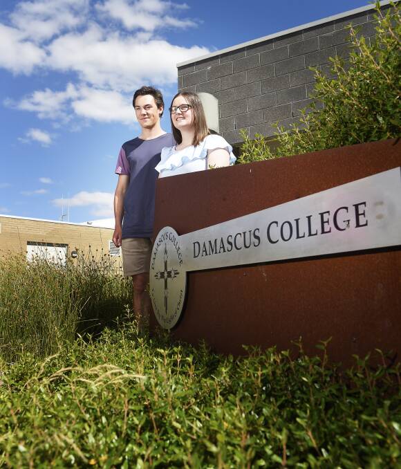 D-DAY: Former Damascus College students Raphael Mrockzowski and Dana Farrow were happy with their university offers. Picture: Luka Kauzlaric