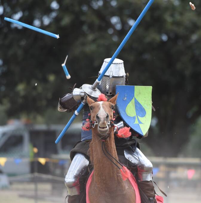SNAP:  Jousting was popular with Victorian Medieval Faire spectators on Saturday. Picture: Lachlan Bence
