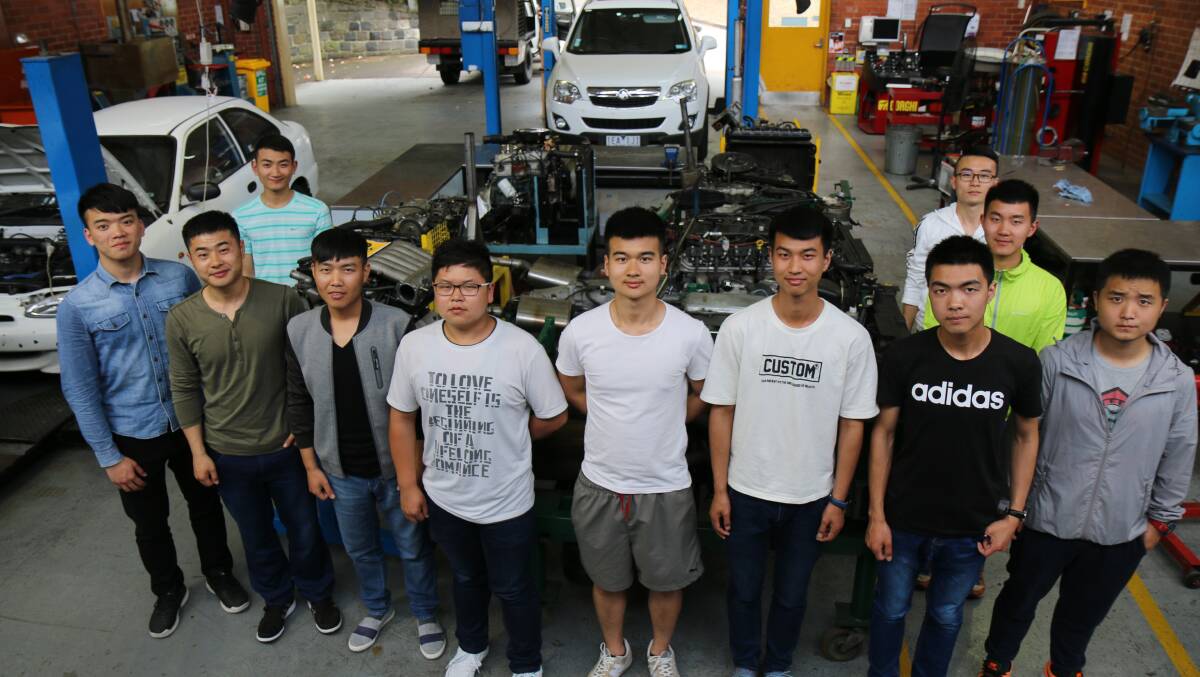 INTERNATIONAL STUDENTS: Eleven Chinese students are doing automotive studies at Federation University's SMB campus.