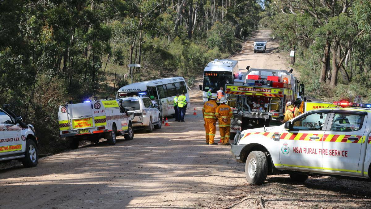 The scene of the accident at the intersection of State Mine Gully Road and Clarence Road. Photo: TROY WALSH
