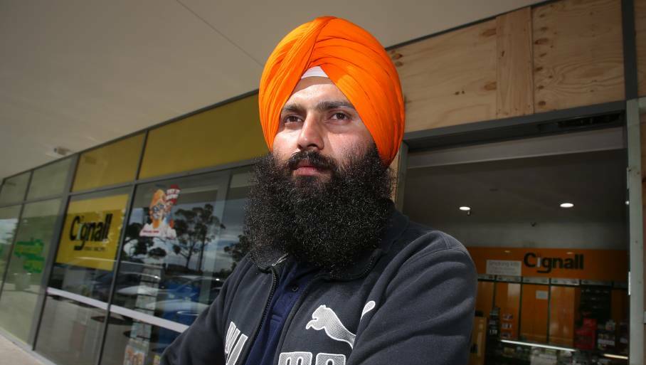 Avninder Singh has cleaned up his Ash Avenue shop three times in the wake of damaging and costly break-ins. Picture: Robert Peet

