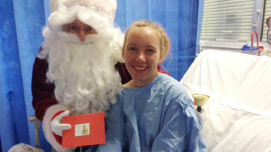 Emily Ernesti had a tough Christmas being stuck in hospital due to swelling in her brain, but continued to have a smile on her face despite the situation.