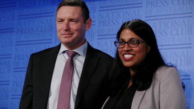 Opponents: Lyle Shelton, managing director of the Australian Christian Lobby and Karina Okotel, vice-president of the federal Liberal Party. Photo: Alex Ellinghausen
