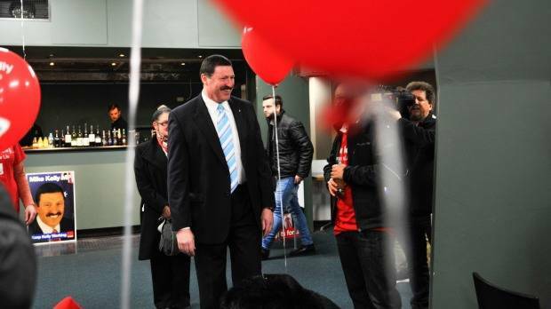 Labor candidate for Eden-Monaro, Mike Kelly, arrives at the Queanbeyan Leagues Club on Saturday night. Photo: Jay Cronan
