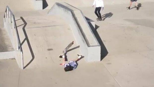 Ethan hit the concrete hard when he missed the trick.  Photo: Supplied
