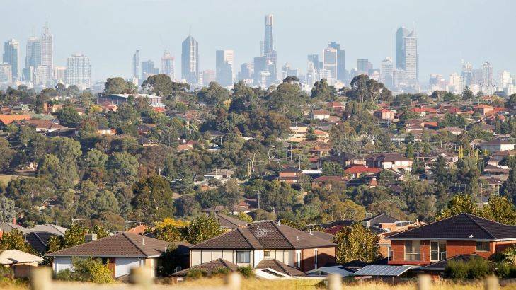 View of the Melbourne city skyline from Mickleham Road in Greenvale. Photo: Paul Rovere