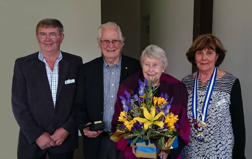 OCCASION: From left, past-president Kevin McManus, David James, Eileen James and president Robyn Walker. 